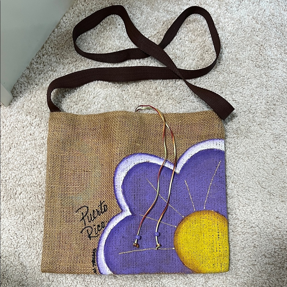 Handcrafted Floral Burlap Bag